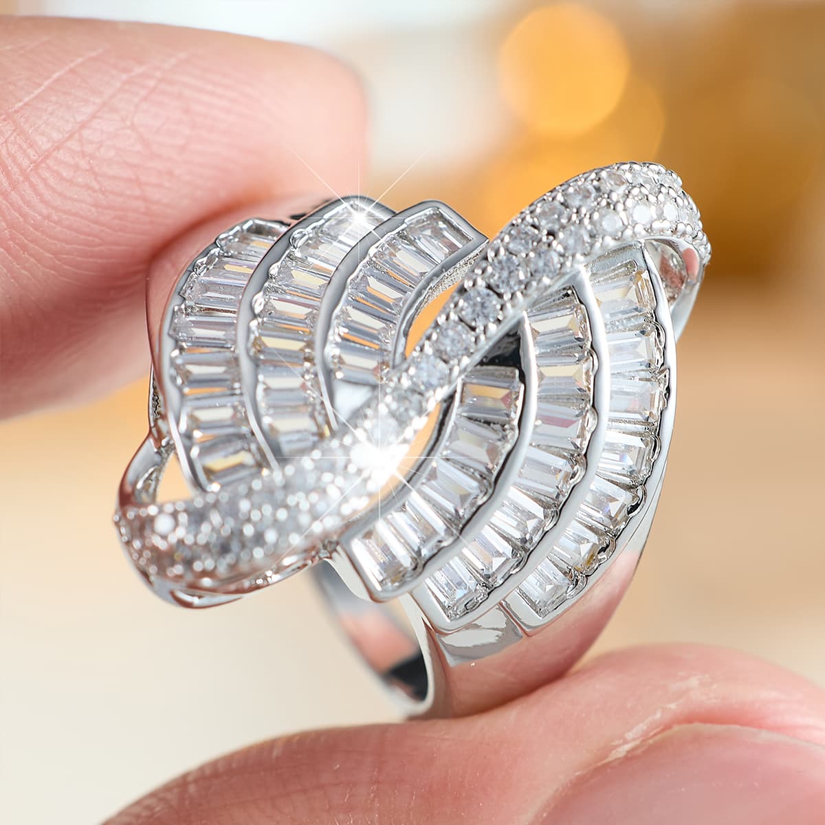 Plated Twisted Swirl Ring Suitable for Men & Women